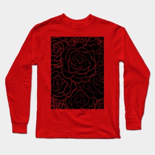 Rose Pattern Black Transparent Long Sleeve T-Shirt